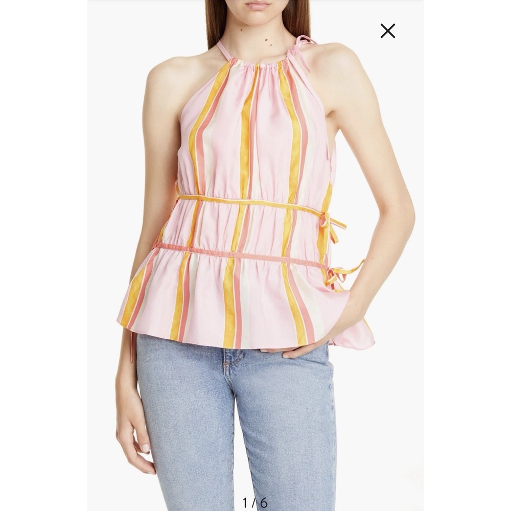 Club Monaco Priyah Sleeveless silk halter top 100% silk adjustable side ties